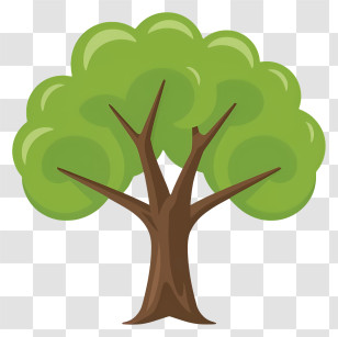 Tree - Cartoon Tree Illustration With Green Leaves Transparent PNG