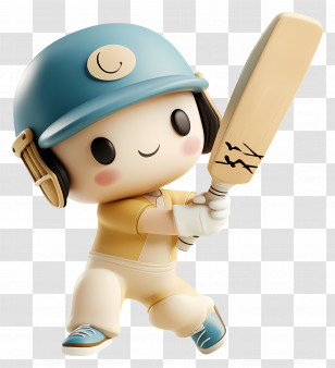 Cricket Player - Cartoon Cricketer With Bat Transparent PNG