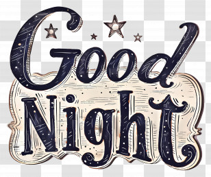 Good Night - Good Night Decorative Typography Design Transparent PNG