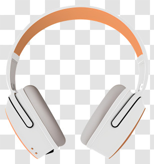 Headphones - White And Orange Headphones For Music Lovers Transparent PNG