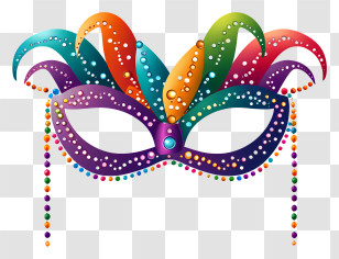 Mardi Gras Mask - Colorful Masquerade Mask For Mardi Gras Transparent PNG