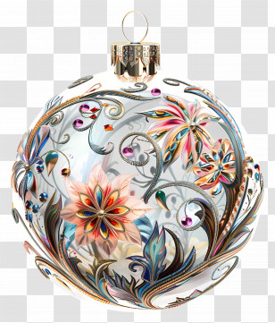 Christmas Ball - Floral Glass Ornament Transparent PNG