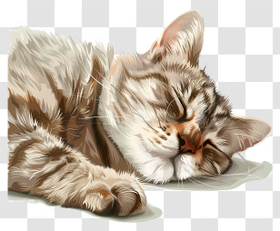 Sleeping Cat - Realistic Sleeping Cat Illustration Transparent PNG