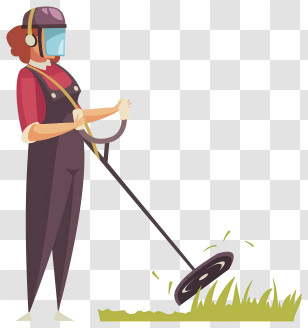 Lawn Care - Woman Using A Grass Trimmer Transparent PNG