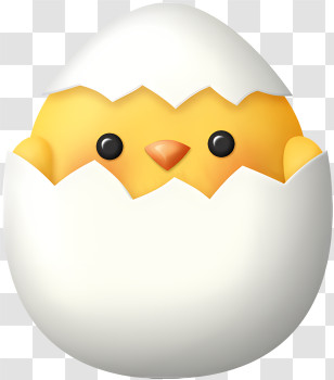 Easter Egg - Cute Chick In Eggshell Cartoon Illustration Transparent PNG