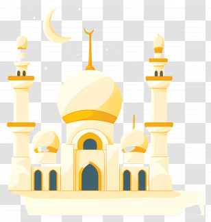Mosque - Golden Mosque Illustration With Islamic Design Transparent PNG