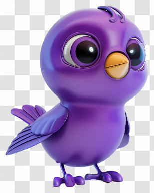 Purple Bird - Cute Purple Cartoon Bird In 3D Illustration Transparent PNG