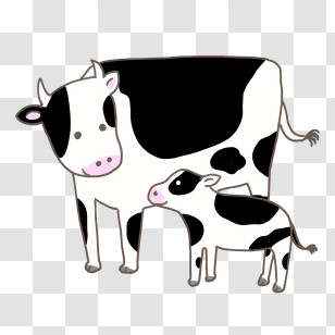 Cartoon - Cartoon Black And White Cow With Calf Transparent PNG