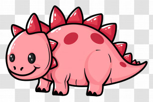 Cartoon Dinosaur - Cute Pink Cartoon Dinosaur With Spikes Transparent PNG