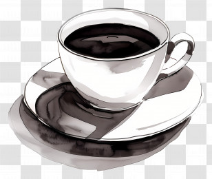 Black Coffee - Black Coffee Cup And Saucer Transparent PNG