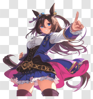 Umamusume Pretty Derby - Triumphant Blue Coat Horse Girl Transparent PNG