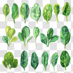 Spinach - Watercolor Green Leaves Illustration Transparent PNG