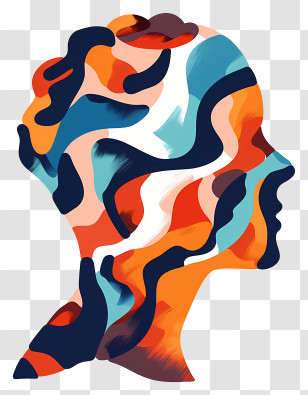 Mental Health - Colorful Abstract Human Face Art Transparent PNG