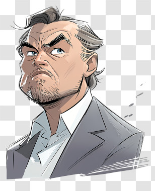 Funny Leonardo Dicaprio Sketch - Stoic Mature Man Sketch Transparent PNG