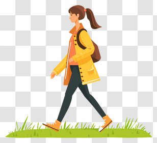 Walking Woman Cartoon - Cartoon Girl Walking With Backpack Transparent PNG