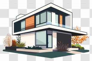 Modern House Illustration - Modern House Artistic Illustration Transparent PNG