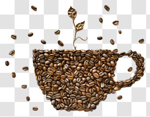 Coffee Beans Cup - Creative Coffee Cup Made Of Beans Transparent PNG