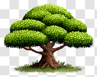 Pixel Tree - Pixel Art Tree With Green Leaves Transparent PNG