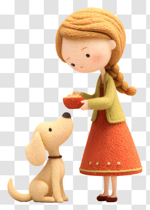 Girl Feeding Dog - Girl Feeding Her Pet Dog Transparent PNG