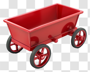 Little Red Wagon Day - Red Wagon Toy With Rubber Wheels Transparent PNG