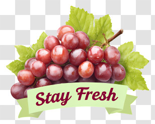 Stay Fresh - Juicy Red Grapes With 'Stay Fresh' Banner Transparent PNG