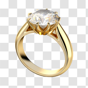 Diamond Ring - Elegant Golden Diamond Ring Design Transparent PNG