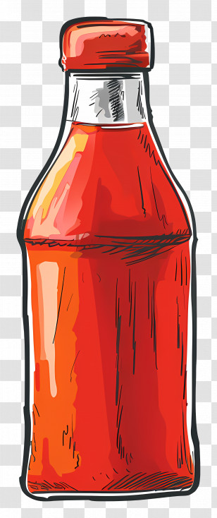 Ketchup Bottle - Red Ketchup Bottle Drawing Transparent PNG