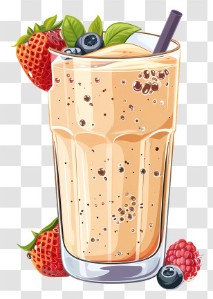 Vegan Protein Shake - Fruit Smoothie With Berries And Strawberries Transparent PNG