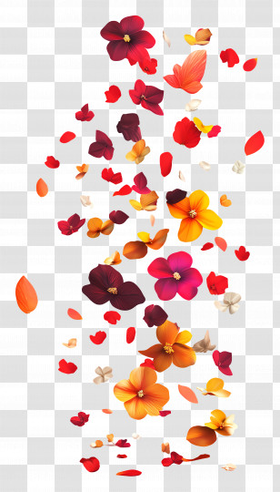 Falling Flowers - Colorful Flower Petals In Motion Transparent PNG