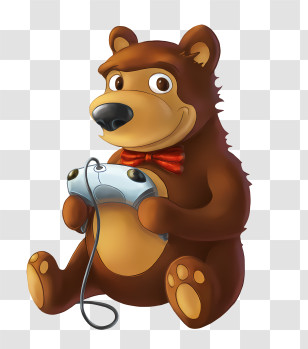 Bear Logo - Playful Bear With Game Controller Transparent PNG