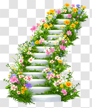 Floral Stairs - Blooming Flower Stairs Transparent PNG