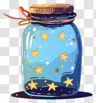 Mason Jar - Decorative Glowing Star Jar Illustration Transparent PNG