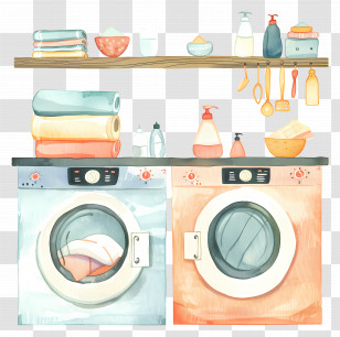 Laundry - Cozy Home Laundry Room Setup Illustration Transparent PNG