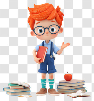 Schoolboy Ready For School - Red-haired Boy Reading Books Transparent PNG
