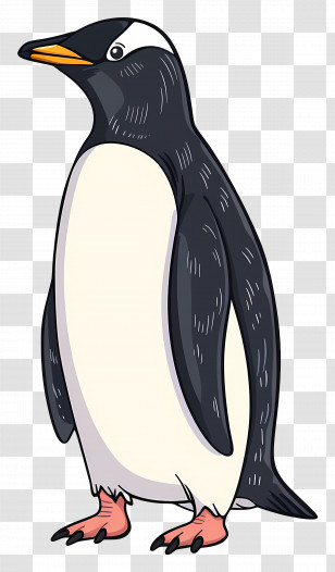 Penguin - Adorable Cartoon Penguin Standing On Ice Transparent PNG