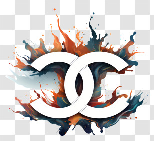 Chanel Logo - White Interlocking Cs Logo With Colorful Splash Transparent PNG