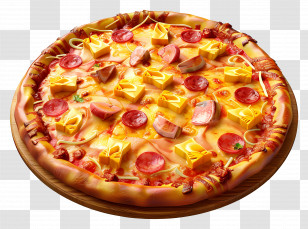 Hawaiian Pizza - Delicious Pepperoni Pizza With Cheese Transparent PNG