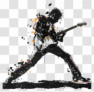 Rock N Roll - Dynamic Guitarist In Artistic Style Transparent PNG