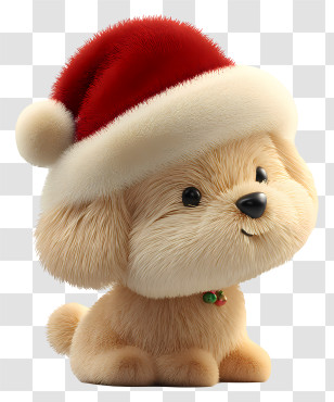 Christmas Puppy - Cute Dog With Santa Hat Transparent PNG