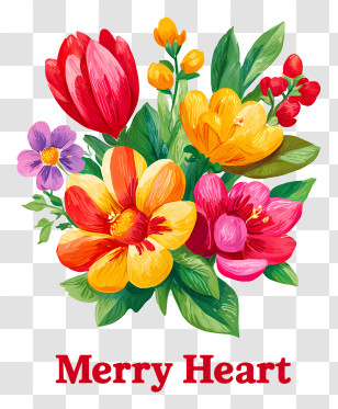 Merry Heart - Merry Heart Colorful Flower Bouquet Transparent PNG