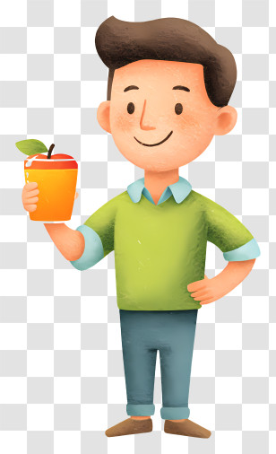 Man With Apple Juice - Smiling Man Holding Juice Transparent PNG