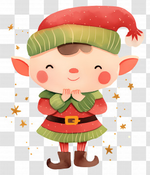 Christmas Santa Helper - Cute Christmas Elf In Festive Costume Transparent PNG