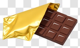 Chocolate Bar - Chocolate Bar In Gold Foil Transparent PNG