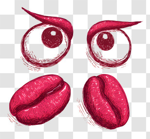 Coffee Bean Eyes - Cartoon Face With Eyes And Lips Transparent PNG