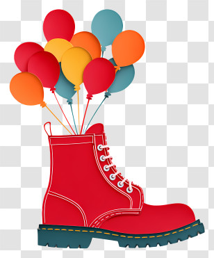 Red Shoe Day - Red Boot With Floating Balloons Transparent PNG