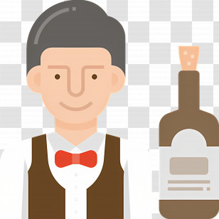 Bartender - Cartoon Bartender With Wine Bottle Transparent PNG