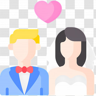 Wedding Couple - Cartoon Wedding Couple With Heart Transparent PNG