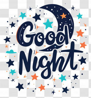 Good Night - Good Night With Moon And Stars Transparent PNG