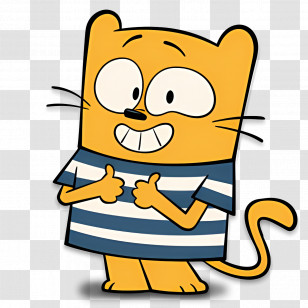 Ollie And Moon - Cat In Striped Shirt Cartoon Character Transparent PNG