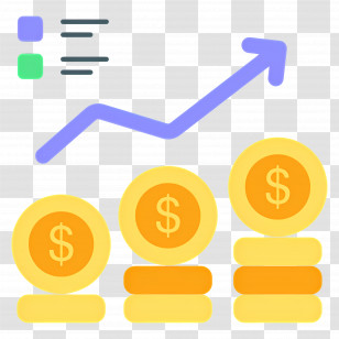 Stock Market - Financial Growth Concept With Coins And Upward Arrow Transparent PNG